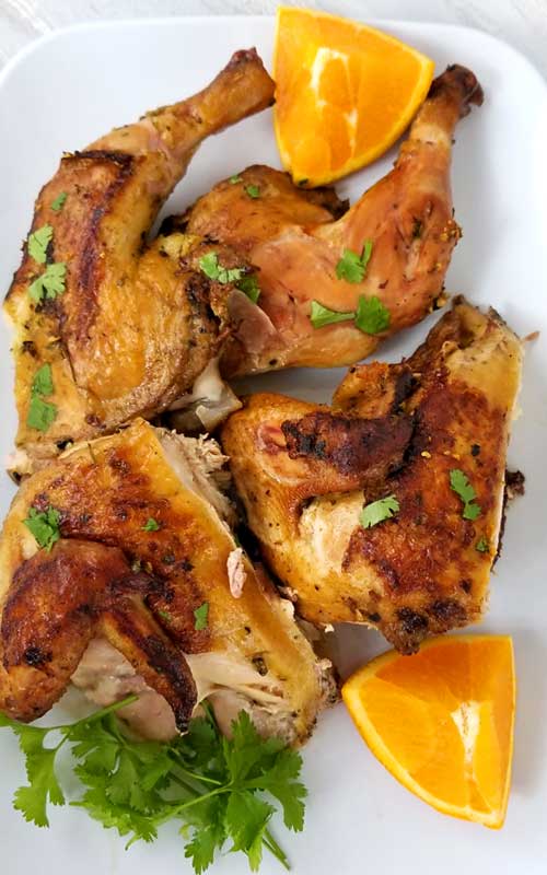Just the aroma of the ingredients is enough to make your mouth water. Wait till you taste this Cuban Mojo Spatchcock Chicken! All the bold, zesty flavors of summer come together and get trapped within the crispy skin. Plus this chicken stays juicy till the last bite!