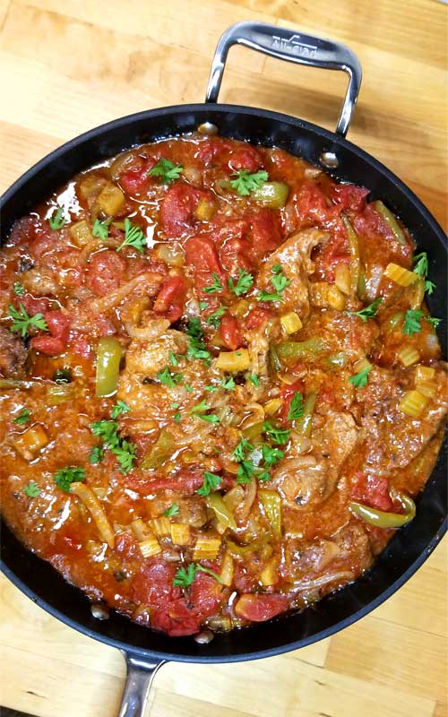 Swiss Steak is so tender and delicious, it comes together quick and is classic comfort food loved by all. However: Swiss Steak does not stem from Switzerland, as the name suggests, but from the technique of tenderizing by pounding or rolling, called "swissing".