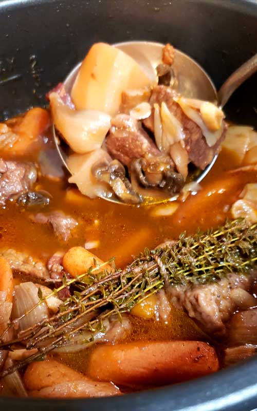 No knife needed, spoon tender, and so much flavor. You can't go wrong with this Instant Pot Beef Bourguignon, and it's EASY.