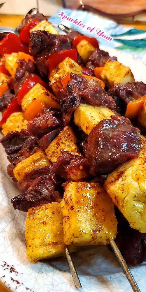 The grilled caramelized pineapple takes this dish over the top. These Brazilian Beef Kabobs with Pineapple and Peppers are very easy and so delish! Marinaded, smoky, and full of flavor goodness. Treat yourself this summer.