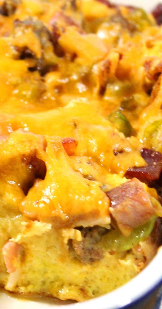 Bacon, ham, and sausage come together to make this Three Little Pigs Strata. A simple, delicious, and comforting breakfast everyone is sure to love!