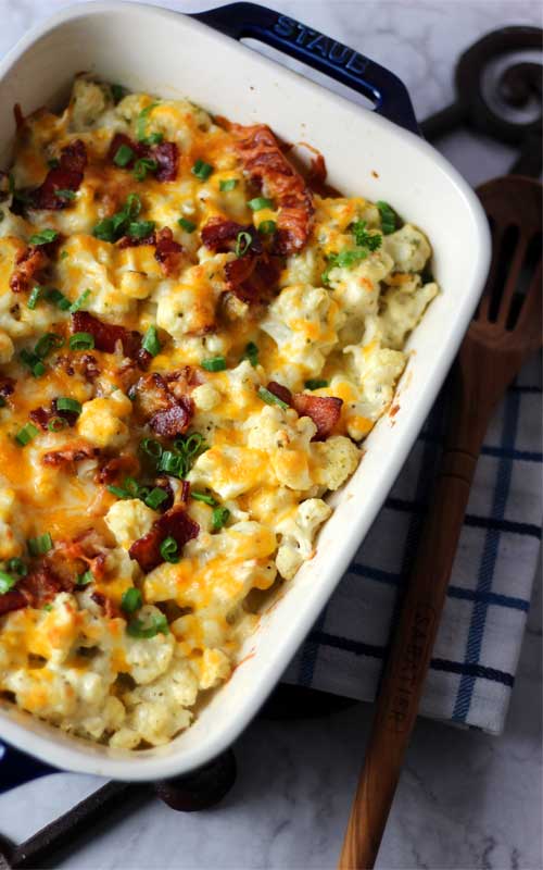 Bacon Cheddar Ranch Cauliflower Casserole - Sparkles of Yum